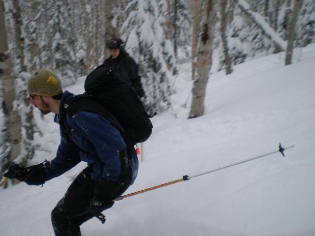 Pat skiing by