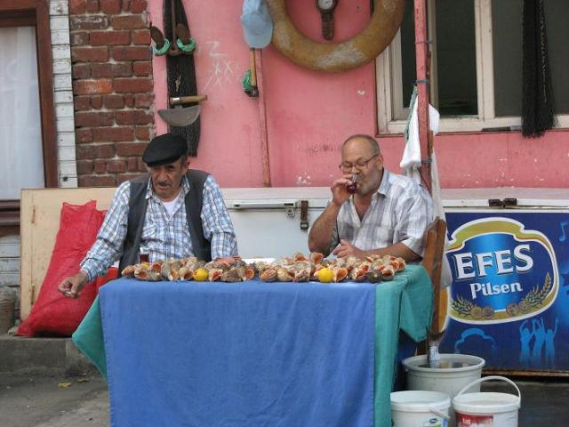 Old guys selling shells